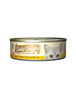Daily Delight Cat Food Pure Skipjack Tuna White and Chicken with Baby Clam 80gr